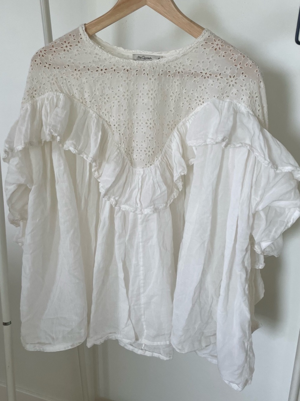 Mes Demoiselles Ivory Eyelet Ruffle Blouse